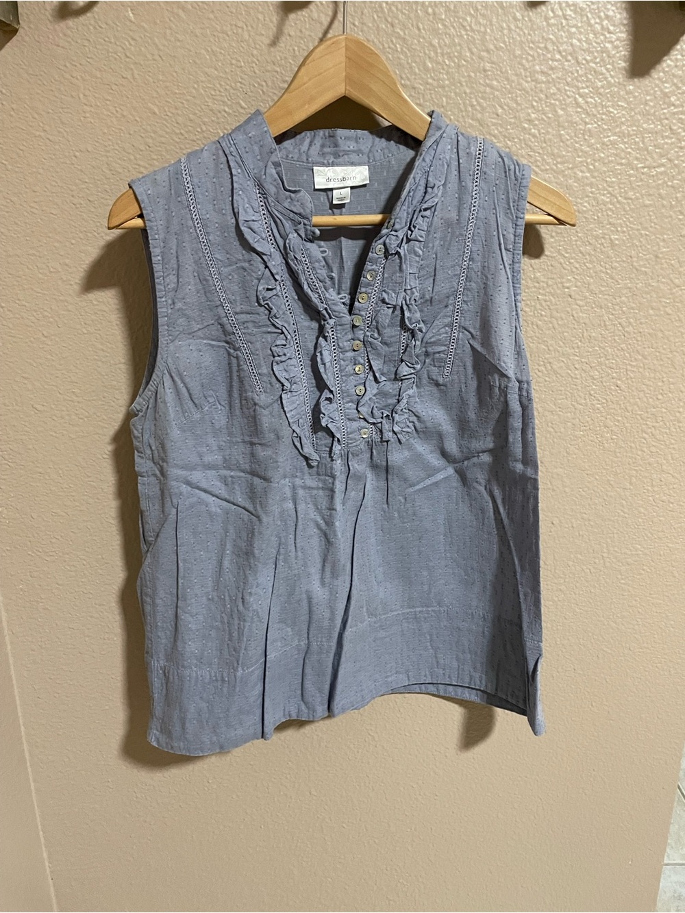 Dressbarn Sleeveless Ruffled Button-Front Top - Light Blue